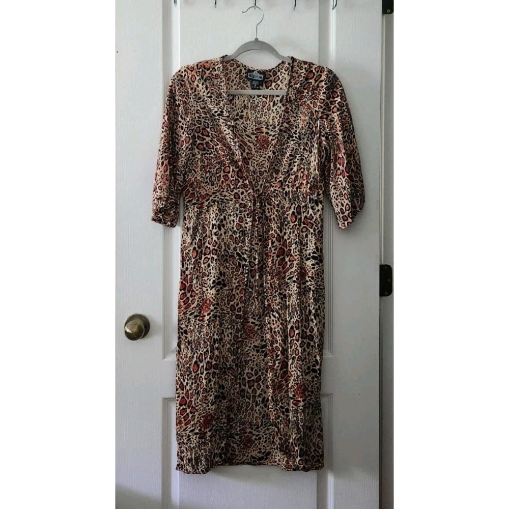 ANGIE Women's Animal Print Kimono Bohemian Short Sleeve Rayon Size S